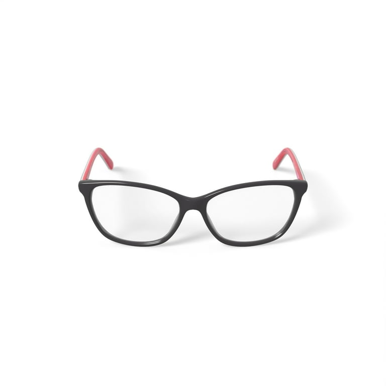 Walmart Women’s Rectangular Eyeglassess, FM17238, Black/Red, 54-14-140