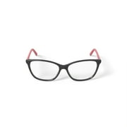 Walmart Women’s FM17238 Square Prescription Eyeglassess with Case, Black/Red