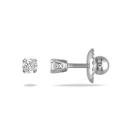 Cutie Pie 1/10 Carat T.W. Diamond Solitaire 14kt White Gold Girls' Screwback Stud Earrings