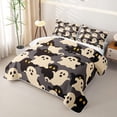 thumbnail image 3 of Feelyou Cartoon Ghost Silhouette Bed Spread Queen, Spooky Spirit Pattern Queen Coverlet Set, Gray, 3pcs, 1 Comforter and 2 Pillowcases, 3 of 7