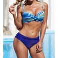 thumbnail image 1 of Women's Sky Blue Twisted Bust Striped Bikini Set, 1 of 16