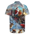 thumbnail image 3 of Camisas de Manga Larga para Hombres, Botón de Impresión Blusa de Cuello, Camisa de Poliéster de Moda Casual, 3 of 5