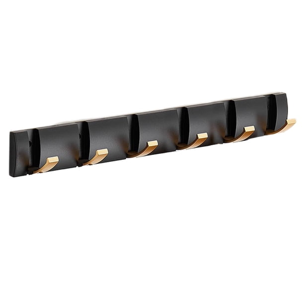 Cateissary Colgador de puerta plegable con 6 ganchos, gancho de almacenamiento reutilizable de estilo Simple para interior, hogar, dormitorio, Almacenamiento y organización del hogar Oro negro