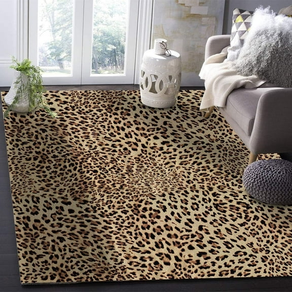 Sexy Leopard Area Rug Yellow Leopard Print Art Outdoor Indoor Washable Rug For Floor Mat Indoor Throw Rugs Soft Mats For Bedroom Living Room Kids Room