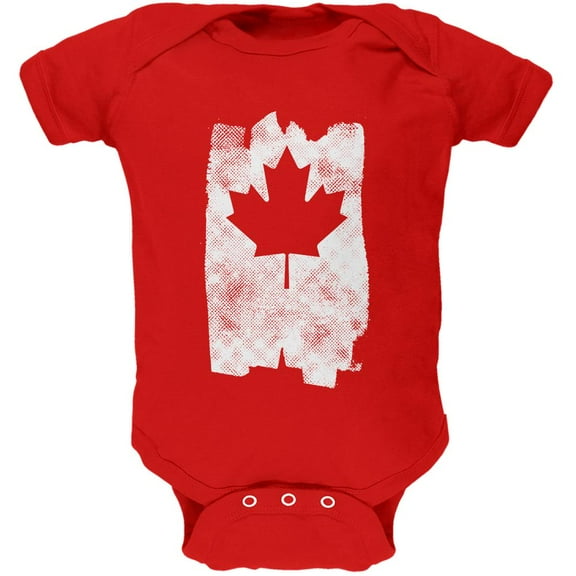 Graffiti Maple Leaf Canadian Flag Soft Baby One Piece Red 3-6 M