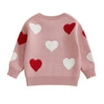 thumbnail image 3 of Okbabeha Kids Toddler Girls Sweaters Heart Pattern Crewneck Long Sleeve Knit Pullover Tops, 3 of 7