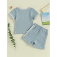thumbnail image 5 of Musuos Infant Boys Summer Clothes Outfits 6 12 18 24M 3T Patchwork Ribbed Crew Neck Short Sleeve T-Shirts and Elastic Waist Shorts Suit, 5 of 10