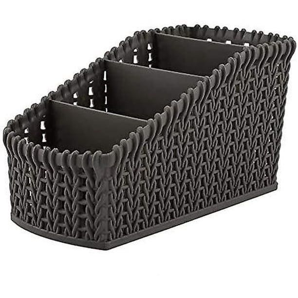 Wifehelper, caja de almacenamiento de escritorio de ratán de múltiples rejillas, soporte para cosméticos, organizador de escritorio, contenedor de accesorios para el hogar (gris oscuro), 1 Uds. JAMW Sencillez
