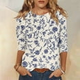 thumbnail image 2 of Crop Tops for Women Trendy Paisley 3/4 Sleeve Plus Size Blouses Ladies Spring Partys, 2 of 5