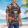 thumbnail image 5 of Bixox Men's Hawaiian Shirts Men's Skulls and Flowers Print Short-Sleeve Shirt-XX-Large, 5 of 8