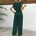 thumbnail image 5 of Lenpel Jumpsuits for Women Sleeveless Lace Trim Drawstring Wide Leg Casual Tank Rompers Loose Long Overalls, 5 of 5