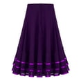 thumbnail image 4 of CHICTRY Girls Vintage Full Circle Spandex Mesh Skirt Juniors Pleated Ruffled Hem Latin Flamenco Dance Skirt, 4 of 5