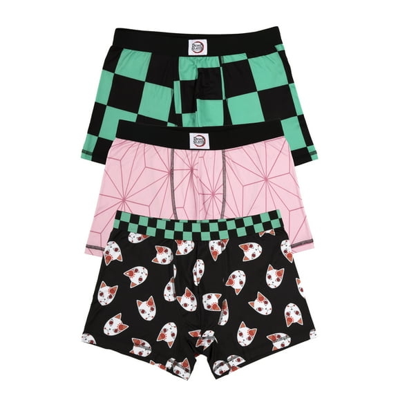 Demon Slayer Character Patterns Men's 3pk Boxer Briefs-Medium