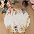 thumbnail image 3 of Fall Grey Orange Round Placemats Set of 2,Braided Polypropylene Place Mats,Thanksgiving Pumpkins Maple Leaf Geometric Table Mats for Kitchen Dinner Holiday Wedding Party Coffee Table Decor 15", 3 of 9
