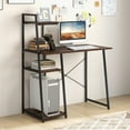 thumbnail image 3 of Topbuy Computer Desk Industrial Wood Study Desk w/Storage Shelf Writing Table Workstation Brown, 3 of 9