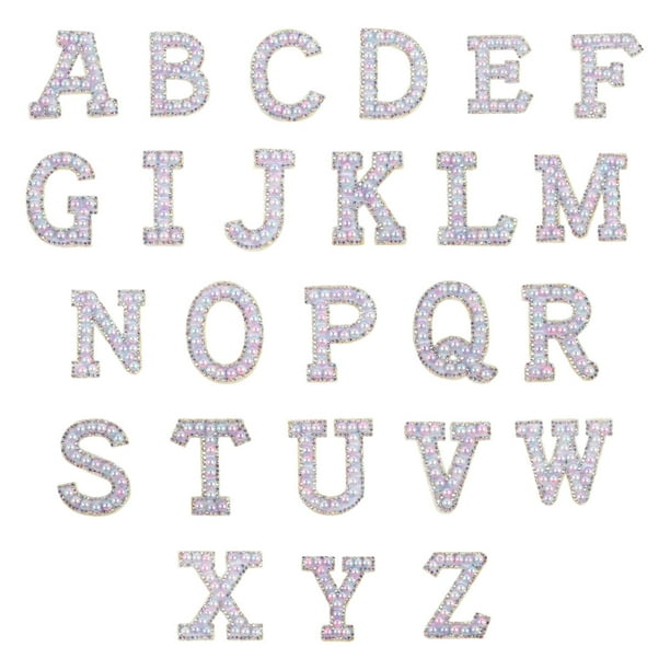 Juego De Parches Con Letras De Perlas Y Pedrería Parches Con Letras De Perlas Brillantes Apliques Para Ropa Parches Con Letras De Imitación De Perlas (Coloridos) Pegatinas Con Letras Diy
