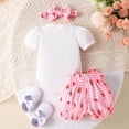 thumbnail image 3 of WIBACKER Newborn Baby Girls Clothes Infant Girls Summer 3PCS Outfits I'm New Here Print Short Sleeve Romper Floral Shorts Headband Set, 3 of 11