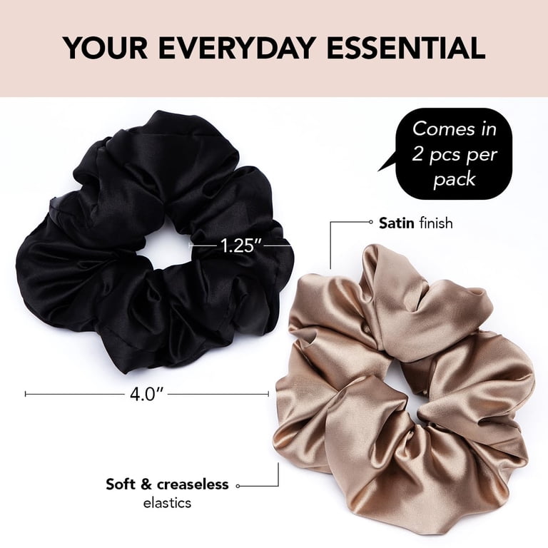 Kitsch, Satin Pillow Scrunchies, Black/Gold, 2 Count  display picture 1