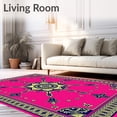 thumbnail image 2 of ODIKA 4'x6' Machine Washable Non-Slip Area Rug, Medallion Patterned Camping with Intricate Floral Motifs High Traffic Rug, Pink, 711219, 2 of 7
