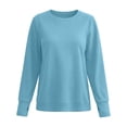 thumbnail image 5 of Jsaierl Womens Sweatshirts Cute Solid Color Round Neck Sweatshirt Oversized Loose Fit Pullover Cotton Jogging Long Sleeve Shirts with Thumbhole, 5 of 7