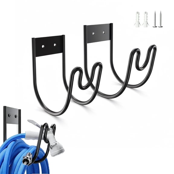 2 Pieces Metal Garden Hose Holder, Hose Holder Wall Mount, for Water Hose Extension Cords Vacuum Hose