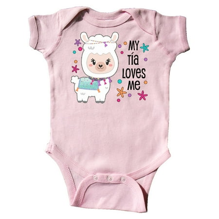 

Inktastic My Tía Loves Me- cute and happy llama Gift Baby Boy or Baby Girl Bodysuit