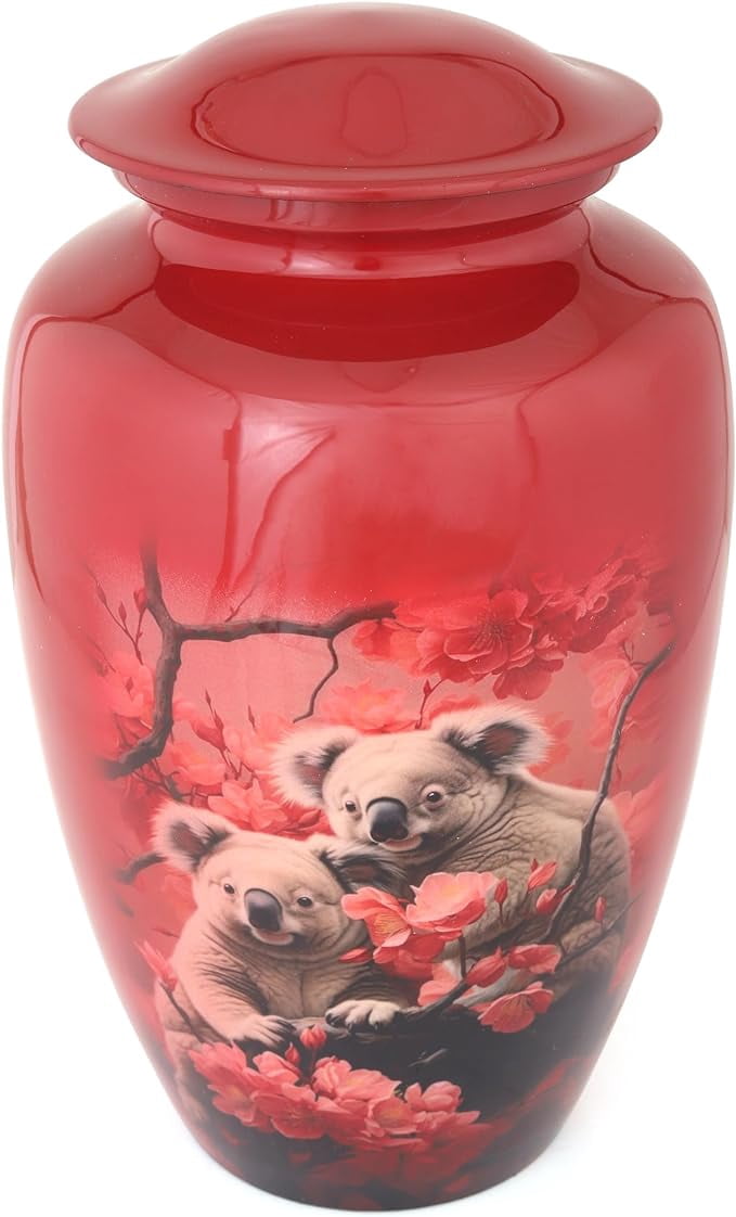 EDEN URNS for Human Ashes Adult Memorial urn Funeral Cremation Urns Red Koala (Aluminum