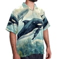 thumbnail image 2 of Whale Men's Short Sleeve Button Down Poplin Hawaiian Shirt for Summer Beach, Casual Printed Unisex Style, 2 of 6