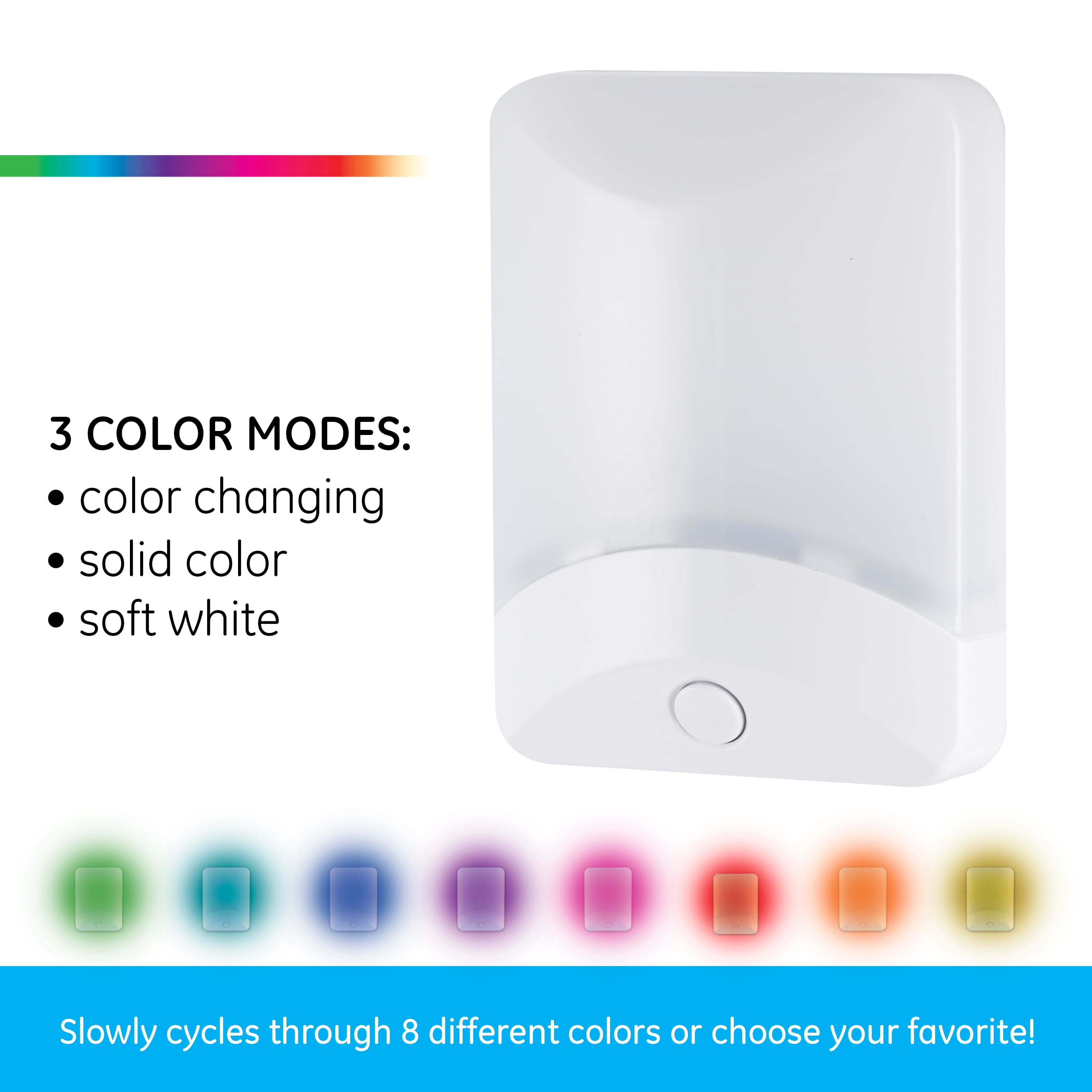 GE White Color-Changing LED Night Light, Plug-in, Light Sensing, 4-Pack
