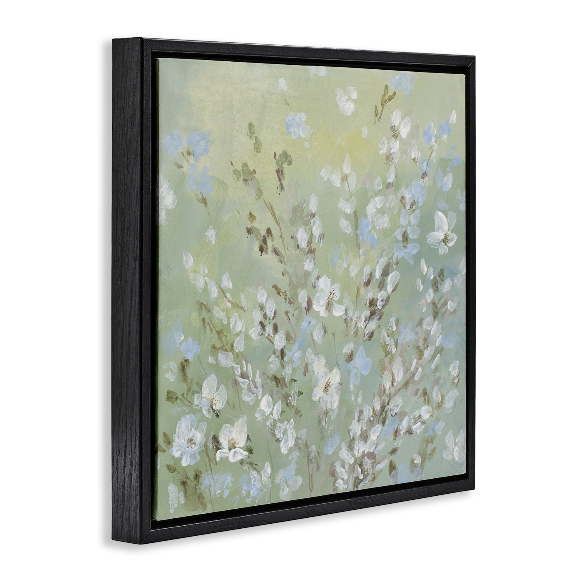 Stupell Industries Floral Meadow Wispy Willows Floral & Botanical Painting Black Floater Framed Canvas Art Print Wall Art, 18 x 18