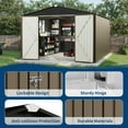 thumbnail image 6 of Ataucjin 10X12 FT Storage Shed with Cross Windows & Lockable Door，Large Outdoor Metal Shed，Peaked Roof Garden Shed for Lawn Mower,Bike,Tools,All Weather Secure Storage(ship in 3 boxes), 6 of 7