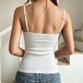 thumbnail image 4 of YWMJI Padded Lace Double Lined Tank Tops for Women Slim Fitted Sleeveless Spaghetti Strap V Neck Camisoles Cute Flattering Going Out Double Layer Crop Tops Fitness Basic Cami Shirt White S, 4 of 5