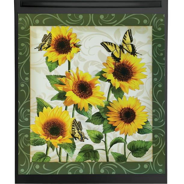 Beautiful Sunflower Garden with Butterflies Kitchen Dishwasher Magnet - For  Metal Washers - Decorative Floral Cover for all Seasons - 23