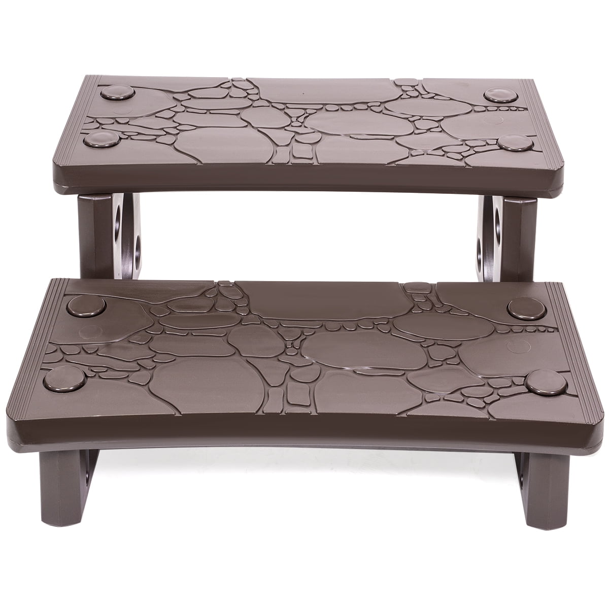 XtremepowerUS Spa Step Hot Tub Step Universal Camper Deck - Anti-Slip - 2 Step Brown