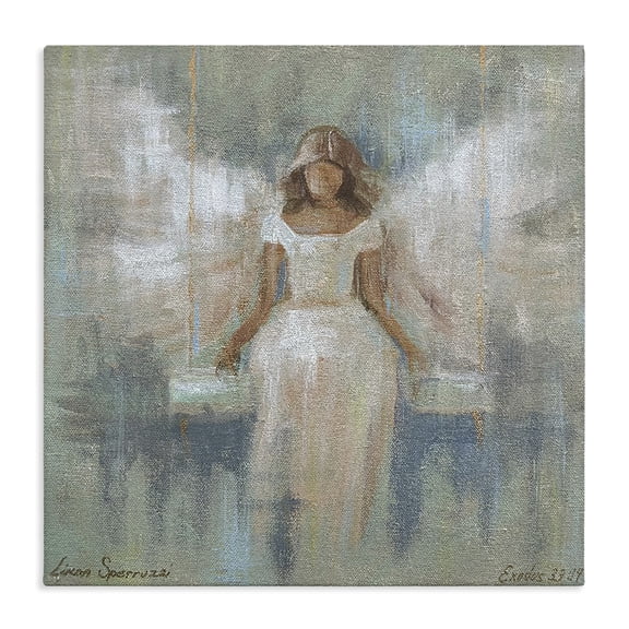 Stupell Industries Traditional Dreamlike Restful Angel Canvas Art, 17 x 17, by Linda Sperruzzi