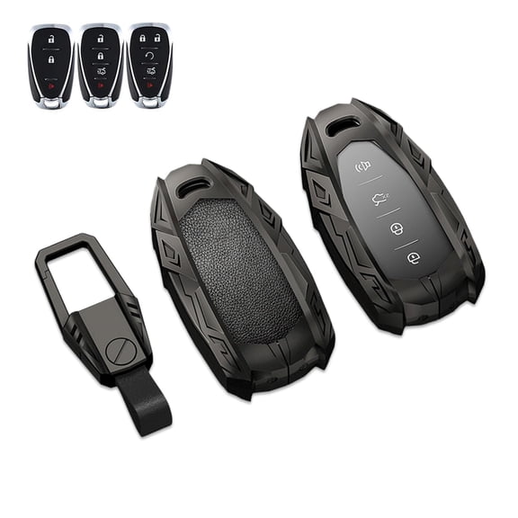 Key Cover Case Fit for Chevy, Zinc Alloy Smart Key Fob Case Holder Shell Compatible for Chevrolet Equinox Malibu Traverse Blazer Camaro Impala Cruze Volt Bolt Sonic Trax Tahoe