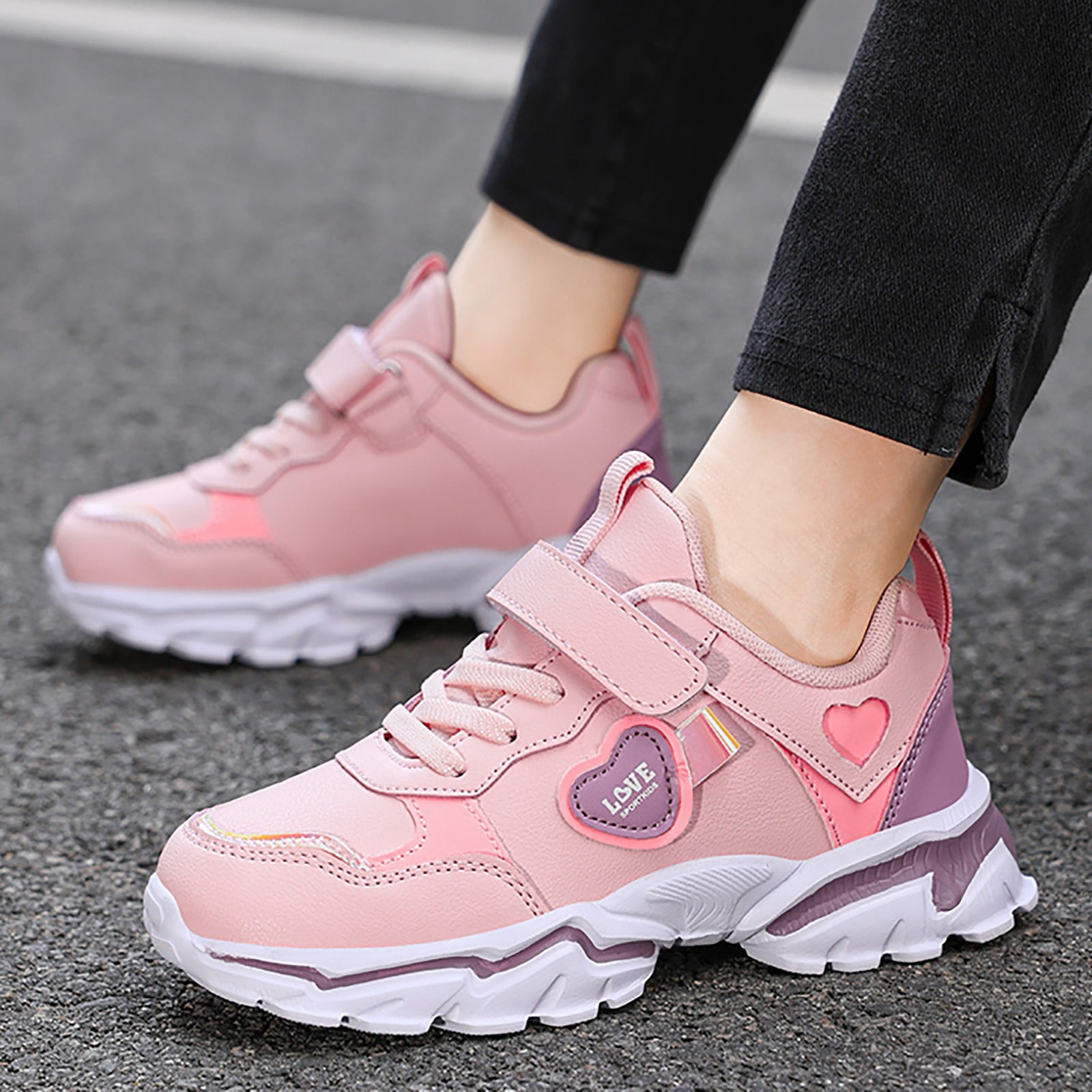 Girls Shoes Kids Tennis Sparkle Ease Running Athletic Lightweight Sneakers for Little/Big Kids Toddler Breathable Walking Shoes (Pink,5)