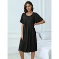 thumbnail image 2 of MINTREUS Nightgown Short Sleeve for Women Sleepwear V Neck Nightshirt House Dress with Pockets, 2 of 7