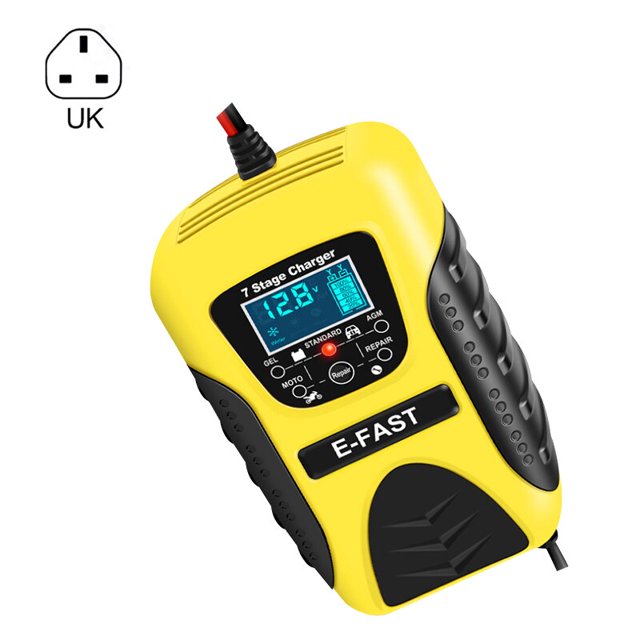 Long Service Life Full Automatic Car Battery Charger Digital Display 50-60hz Motorcycle Car Battery Charger Durable 100-240vRed British rulesChina He Qiyong unisex