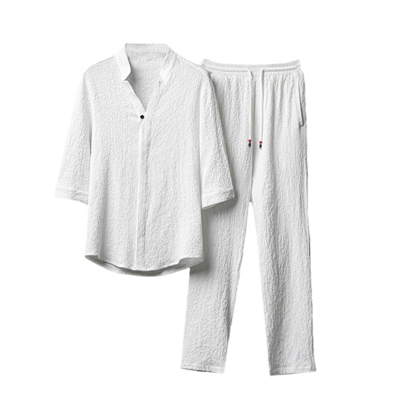 TBWNWG Men's Solid Color Tang Suit Two Piece Set Casual Formal Attire Large Size,Size 4XL