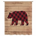 thumbnail image 2 of Red Black Plaid Bear Sheer Curtains 108" Extra Long, Farmhouse Cabin Brown Wood Grain Light Filering Curtains, Privacy Drapes Simi Floor to Veiling Curtain for Living Room Bedroom Window Treatment, 2 of 9