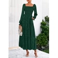 thumbnail image 2 of Vestido PRETTYGARDEN 2025 Floral con Fruncido, Manga Larga, Talla L - Verde Oscuro, 2 of 8