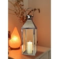 thumbnail image 2 of Serene Spaces Living Large Silver Square Metal Lantern, 7.65" Dia & 20.85" Tall, 2 of 5