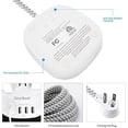 thumbnail image 5 of Regleta de sobremesa con 3 salidas, 4 puertos USB, enchufe plano y cables de extensión trenzados de 5 pies de largo para viajes en crucero, oficina en casa, certificación ETL, 5 of 5