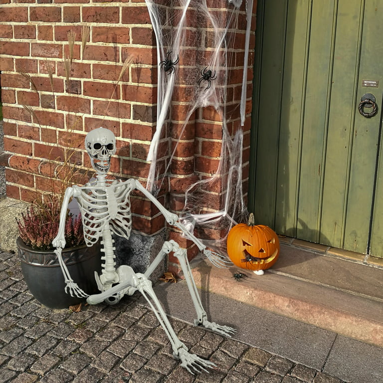 5.4Ft/165cm Halloween Skeleton Full Body Life Size Human Bones with Movable  Joints for Indoor Outdoor Halloween Props Decorations