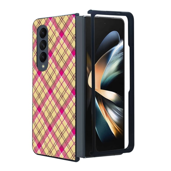 ANJ  Protective Snap-On Design Printed Case Compatible with Samsung Galaxy Z Fold 4 - Yellow Plaid