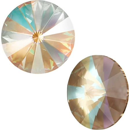 Cappuccino Jewelry - Swarovski Crystal, #1122 Rivoli Fancy Stones 14mm, 2 Pieces, Crystal Cappuccino DeLite