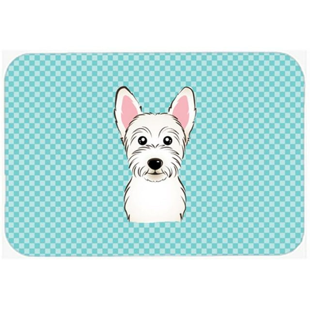 Checkerboard Blue Westie Mouse Pad, Hot Pad Or Trivet, 7.75 x 9.25 In.