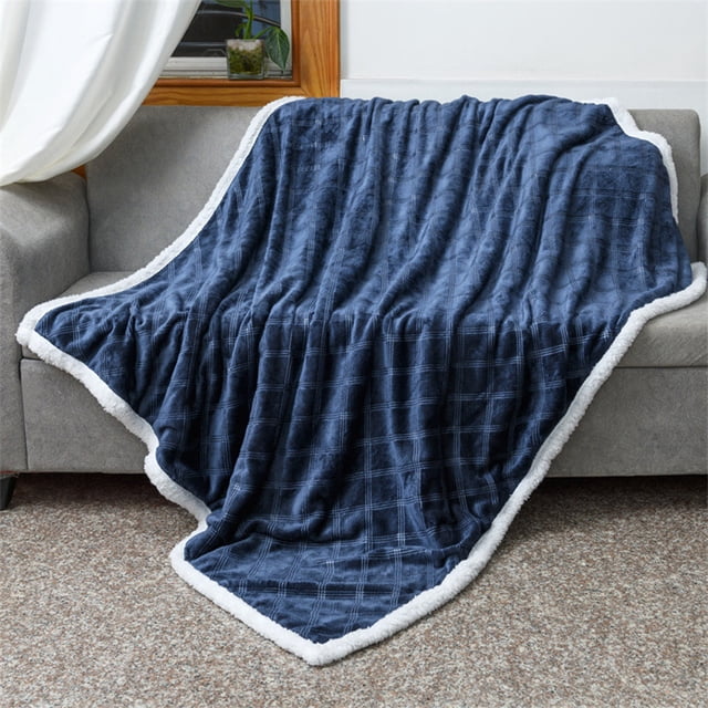 LSLJS Couverture Épaisse d'Hiver en Flanelle Agneau Double Couverture et Couverture Chaude d'Hiver Embossée Couverture de Canapé Essentiels Ménagers
