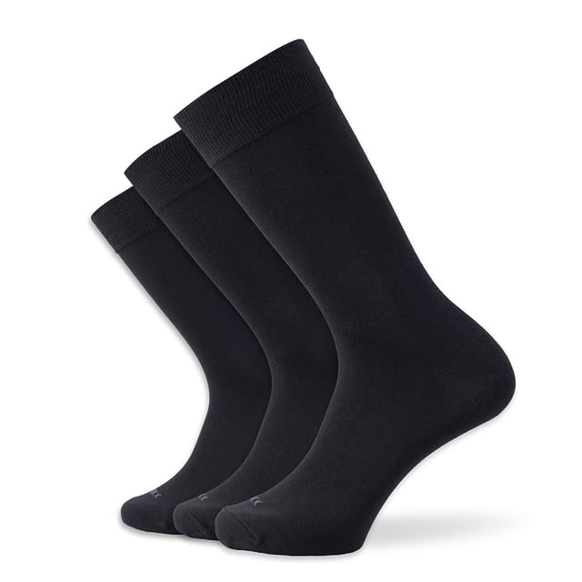 Calcetines de vestir XXL Classic para hombre, talla 15-18, paquete de 3, negros